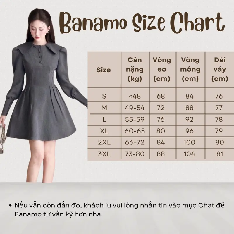 Váy nữ BIGSIZE Banamo Fashion đầm dài tay dáng xòe thiết kế chiết eo cổ ve tiểu thư thanh lịch 5903 1