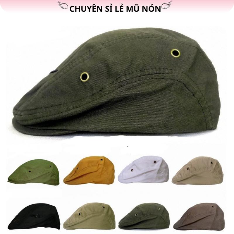 Mũ beret ,mũ nồi vải kaki trơn nhiều màu Nam Hat Voi Nón Pin mũ không lưỡi trai