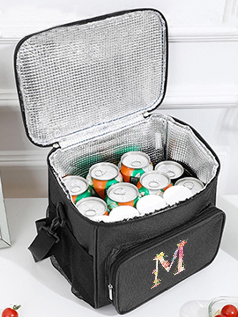 Product Introduction of Letter Pattern Lunch Bag, Large Capacity Leakproof Insulated Lunch Bag, Portable Lunch Box Bag for Students and Office Workers, Travel and Picnic 5