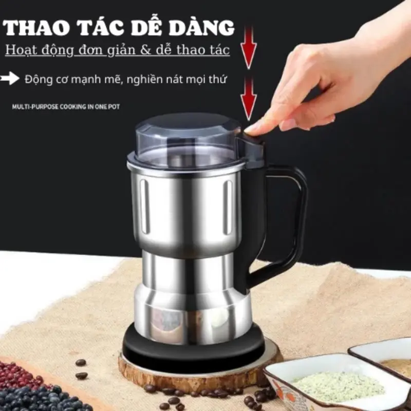 Máy xay hạt khô, xay bột, gia vị cà phê đa năng, công suất 300w, 6 lưỡi dao cực bén, chất liệu cối inox, bảo hành 12 tháng - Hàng chính hãng 6