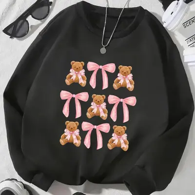 thumbnail image 2 of Haloumoning Girls Cute Heart Love Print Sweater Tops Oversized Crew Neck Dot Ball Knitted Valentine Pullover 5 14 Years 3428490 2 of 11
