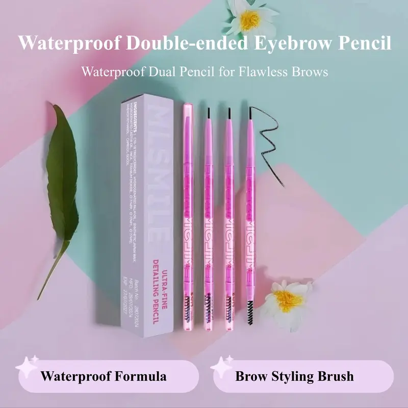 Double-ended Eyebrow Pencil, 1 Count Waterproof Long Lasting Eyebrow Pencil, Brow Styling Brush, Eye Brow Makeup Tool for Women, Cosmetic 1