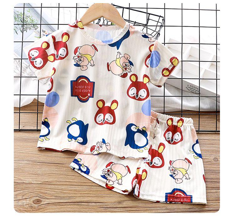 Product Introduction of Quần Áo Ngủ Mùa Hè, Cho Trẻ Em, Bộ Đồ ngắn Tay, Cho Bé Trai Và Bé Gái, Tay Lửng, Đồ Ngủ Cho Em Bé Hai Mảnh, Làm Bằng Lụa Lạnh Mỏng, Thích Hợp Cho Điều Hòa Không Khí, Quần Áo 17