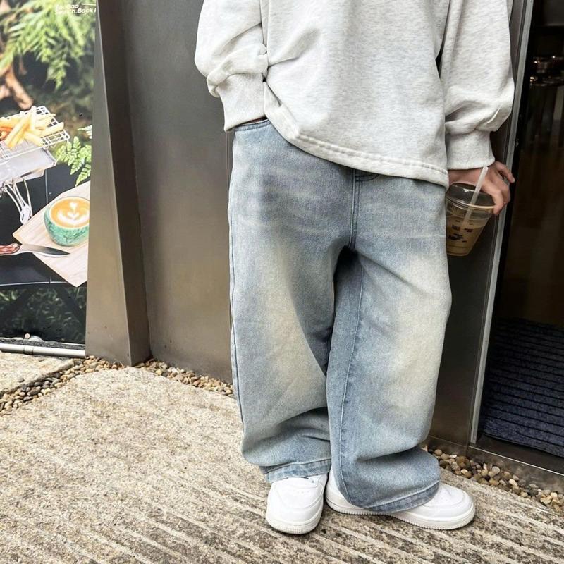 Quần jean suông chất jean mềm phối đồ phong cách hàn cho bé đi học đi chơi size 10-28kg