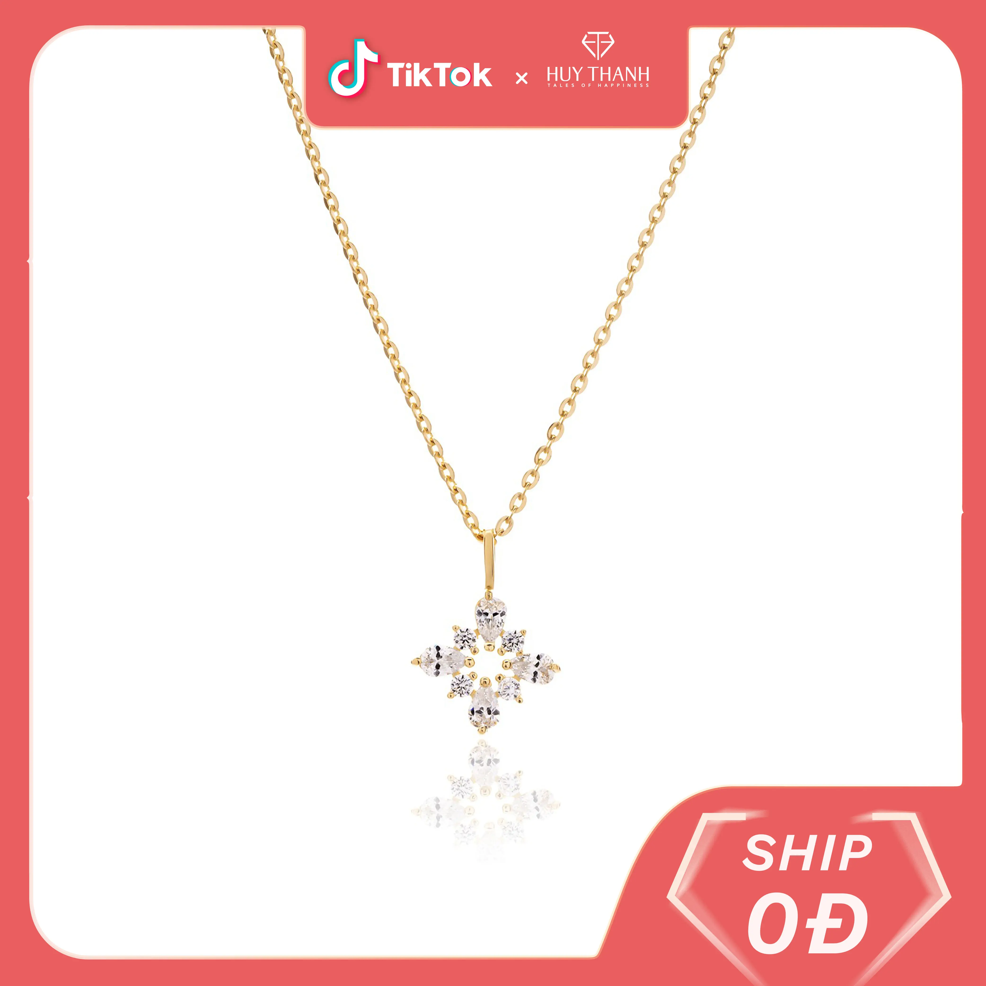 HuyThanhJewelry DCMAMD595 Dây chuyền vàng 14k dây 3p chốt bi rút thiết kế dành cho phái nữ thanh lịch phù hợp mọi phong cách