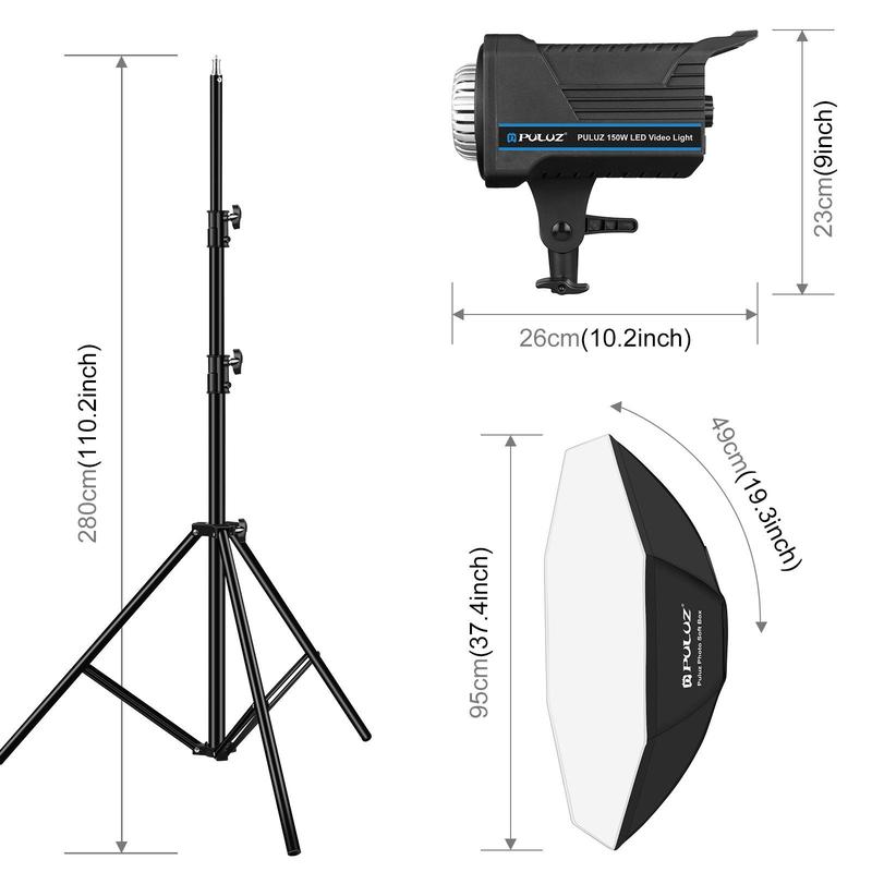 Bộ Softbox Bát Giác Puluz Công Suất 150W Chân Cao 2m8 Chụp Hình Quay Phim Livestream Chuyên Nghiệp 4