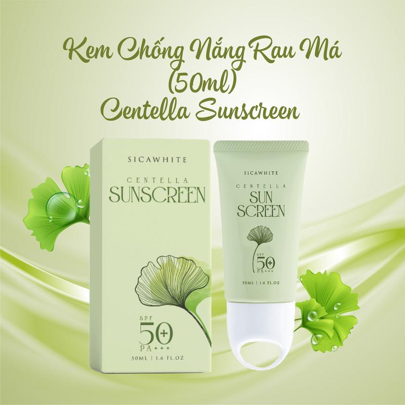 [D35][KCN] Kem Chống Nắng Rau Má Sica (50ml) - Dành Cho Da Dầu, Da Mụn, Da Nhạy Cảm - Kem Chống Nắng Nâng Tông Tự Nhiên Cho Da Mặt, Hỗ Trợ Dưỡng Da 50 ++ Centella Suncreen