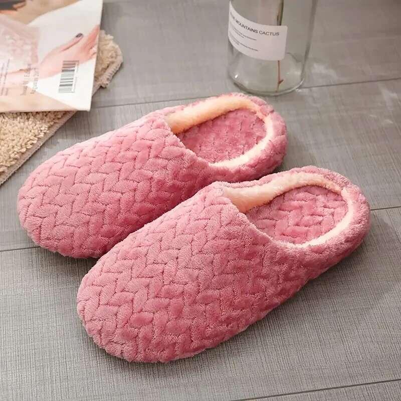 Unisex Fluffy Home Slippers Soft Lightweight Anti Slip Comfortable Indoor Slides for Autumn Winter 2
