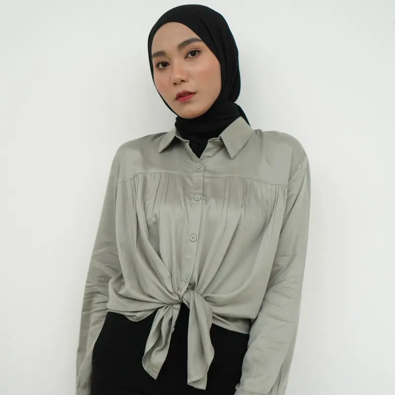 Zanitha Shirt kemeja rayon twill kerut oversize 2