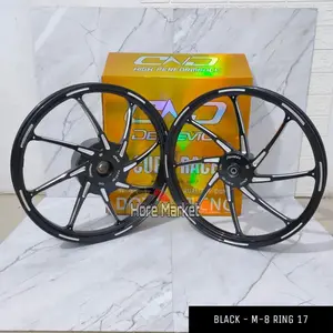 VELG RING 17 M8 DELKEVIC AEROX 155 OLD / NEW  / VARIO 125 150 / MIO SPORTY 5TL SOUL SMILE / BEAT / SCOOPY / GENIO FI ESP KARBU AK88 DND RACING M 8 M-8 - Black, Mio Sporty 5TL / Soul / Karbu