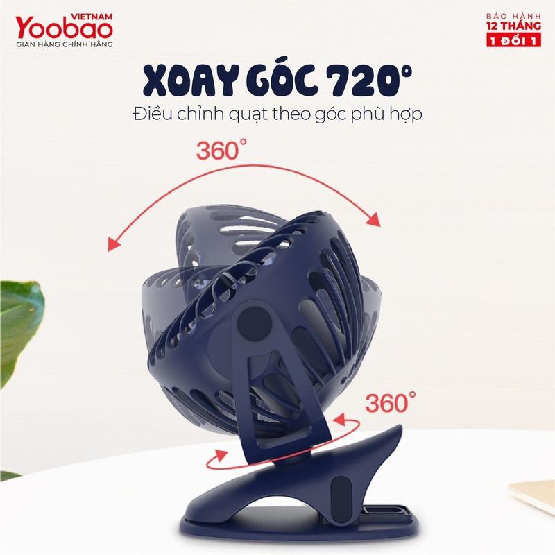 Quạt Tích Điện Cầm Tay Yoobao Xoay 720 Độ Với 4 Tốc Độ Gió Siêu Mát, Dùng Pin 6400mAh Siêu Trâu 4