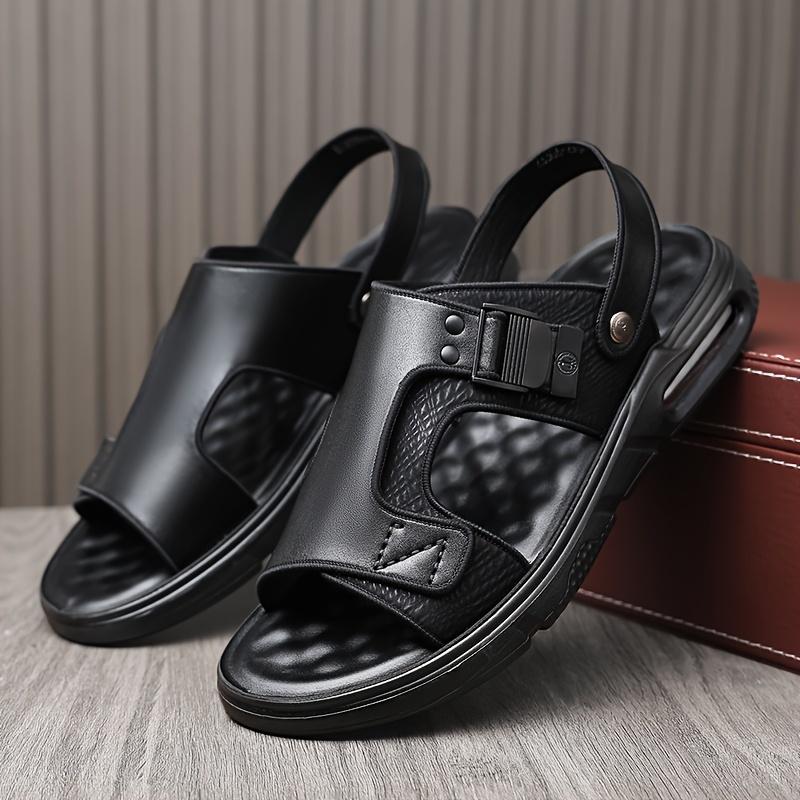 [Black Sandals] Black Breathable Men's Sandals | Versatile, Air-Cushioned Sole, Adjustable Strap for Comfort - Ideal for Outdoor, Beach & Casual Wear 3