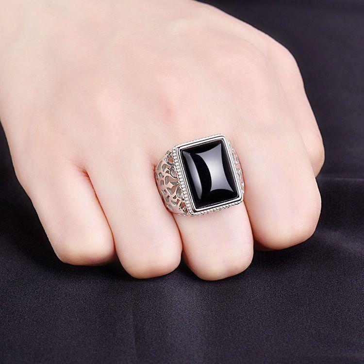Product Introduction of Fashionable imitation agate gold ring, personalized and simple men's carnelian emerald ring ring 1