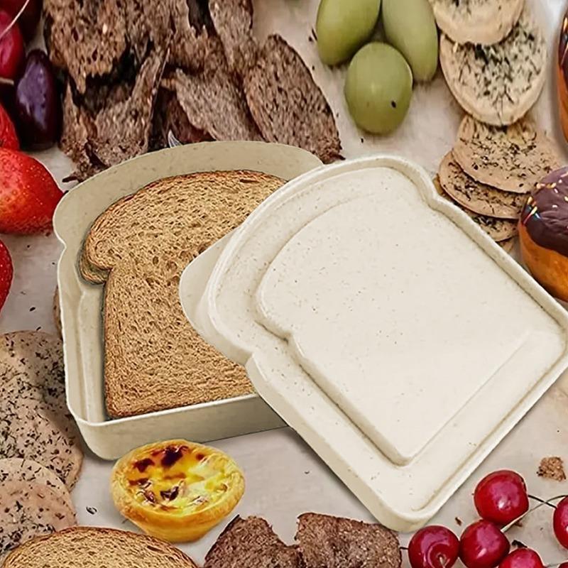 Portable Sandwich Box, 1 Count Bamboo Fiber Bread Storage Box, Food Storage Container For Home Kitchen, Spring Festival Supply for Home & Holiday, Kitchen Accessories 4