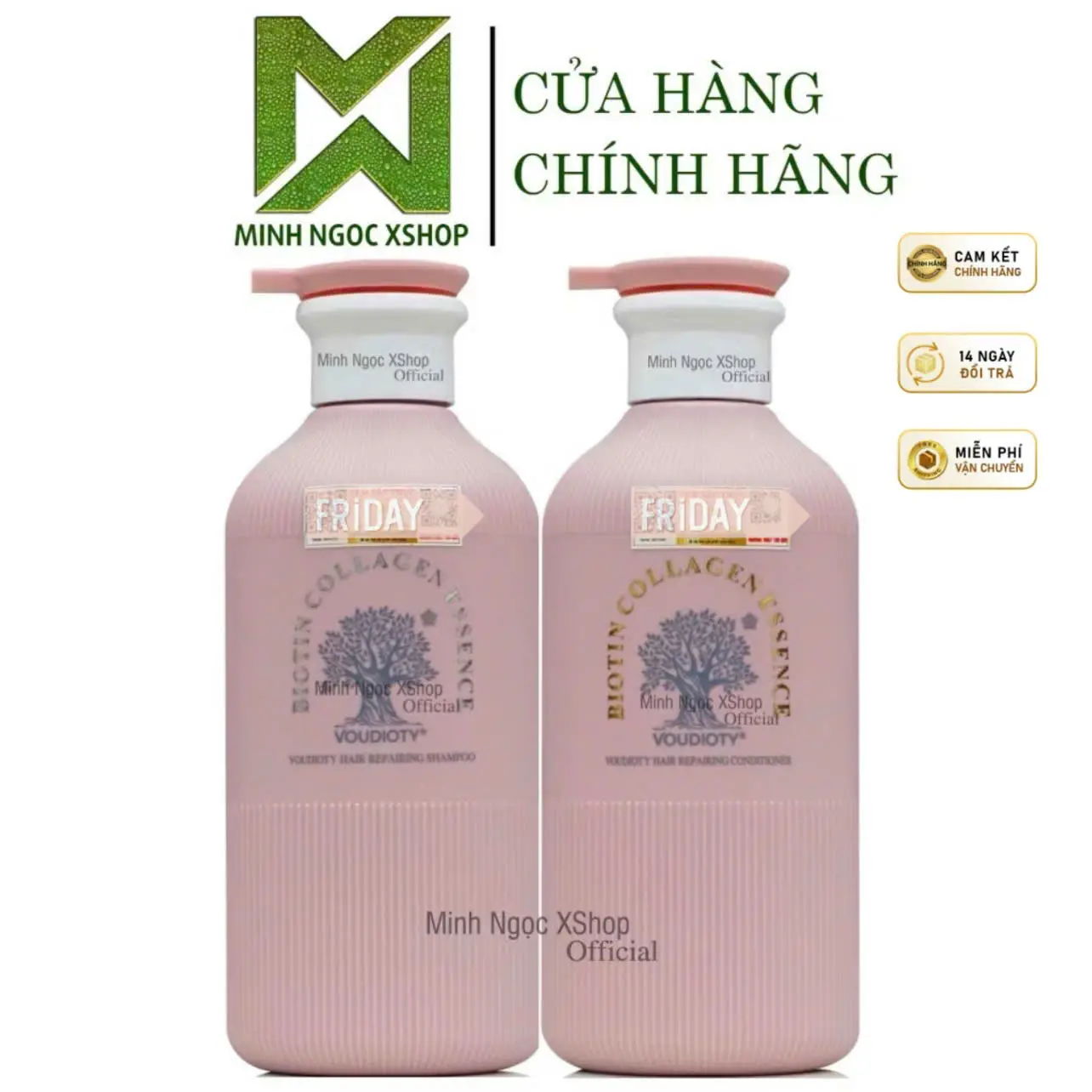 Dầu gội xả phục hồi hương nước hoa Biotin Collagen Voudioty Pink 500ML