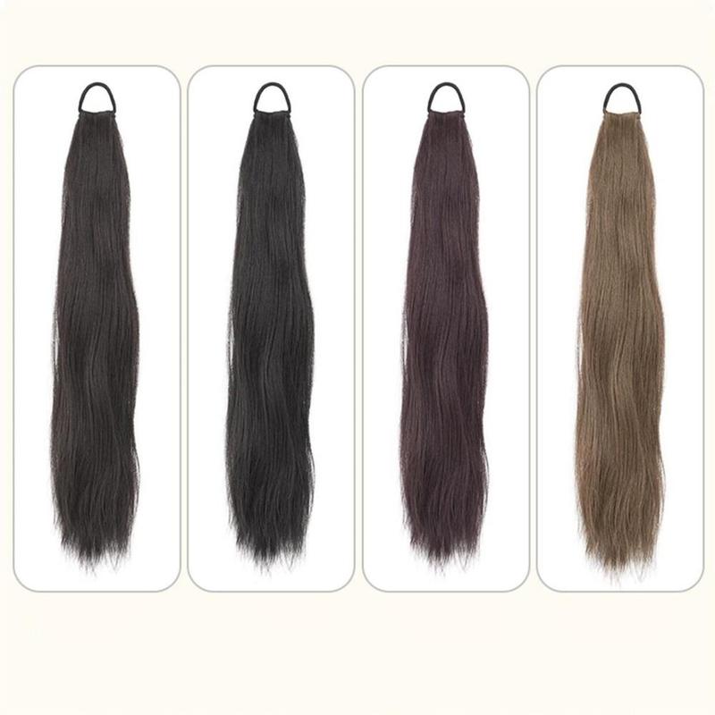 Product Introduction of Fashion 40cm Lazy Invisible Long Hair with Grab Clip Ponytail Natural Extension Straight Hair Wig Waterfall Half-Tie High Wig 11