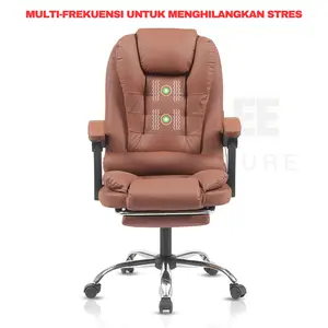 PU Kursi bos yang bisa direbahkan, kursi kerja pijat lumbar , Kursi kantor ergonomis, kursi gaming,  Besi Roda, Furniture Sandaran Chair