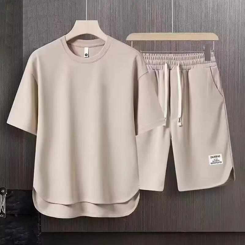 Bộ Đồ Thường Ngày Cho Nam, Áo Phông Ngắn Tay Bánh Quế Mùa Hè, Quần Đùi, Phong Cách Hàn Quốc Hợp Xu hướng Xu Hướng Phong Cách Đường Phố Cao Cấp 2024, Thích Hợp Mặc Thể Thao