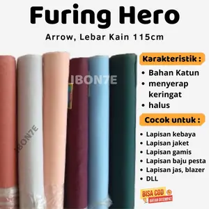 Kain Furing hero Lebar 115cm Bahan Furing Pelapis Baju, Tas, dll Harga 1m