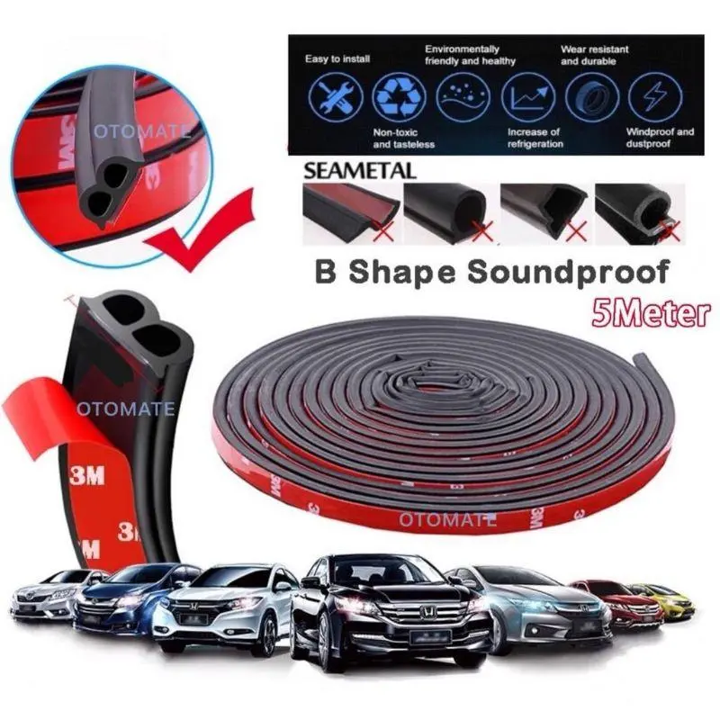 5 Meters High Quality Car Silence Scheme Rubber Seal Strip B Shape Soundproof Bumper strip car interior door accessories