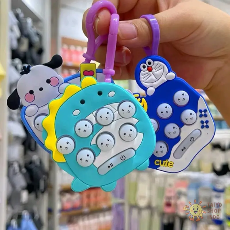TAIYO Quick Push Game Pop It Elektronik Mini Karakter Gantungan LED Elektrik Stress Release Fidget 4