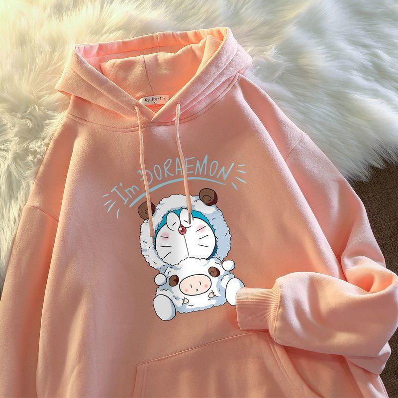 Áo Len Có Mũ Doraemon Cho Người Nổi Tiếng Trên Internet, Trang Phục Cặp Đôi, Ins, Mùa Thu Và Mùa Đông, Đa Năng, Thường Ngày, Áo Khoác Rộng, Áo, Thời Trang Nam Và Nữ 8
