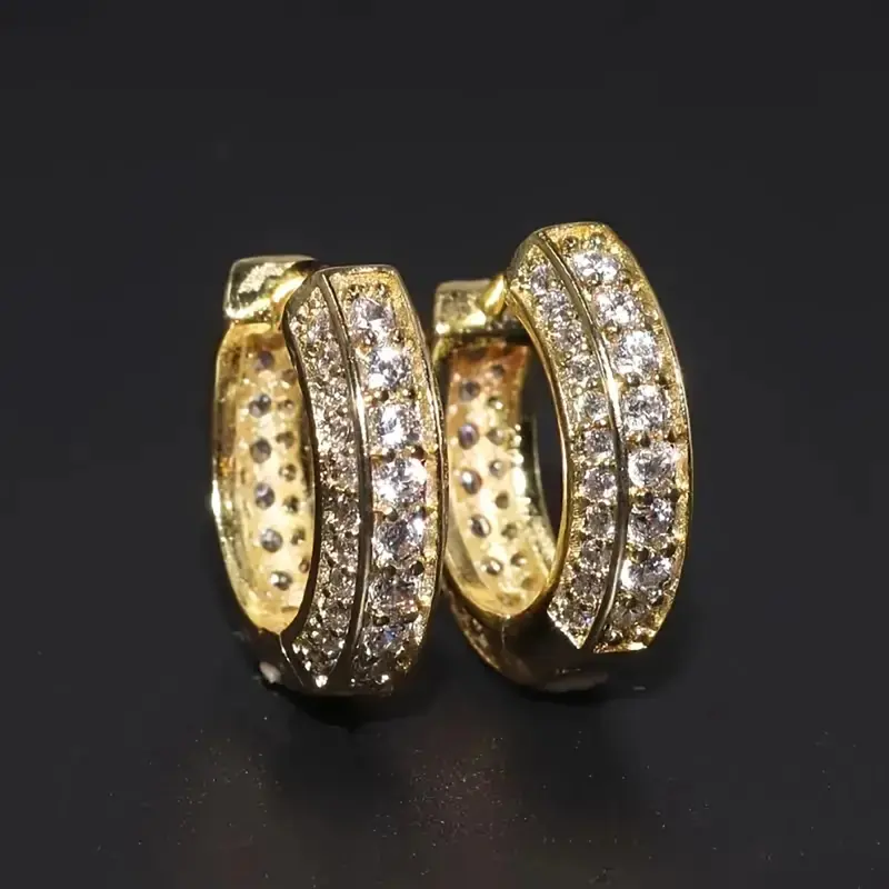 Bông Tai HOOP, Phong Cách Cặp Đôi Bông Tai Nam, Dát Hoàn Toàn Bằng Zirconia Khối, Dành Cho Nam Bông tai Unisex, Phong cách phổ biến, Theo xu hướng, Đang thịnh hành 2
