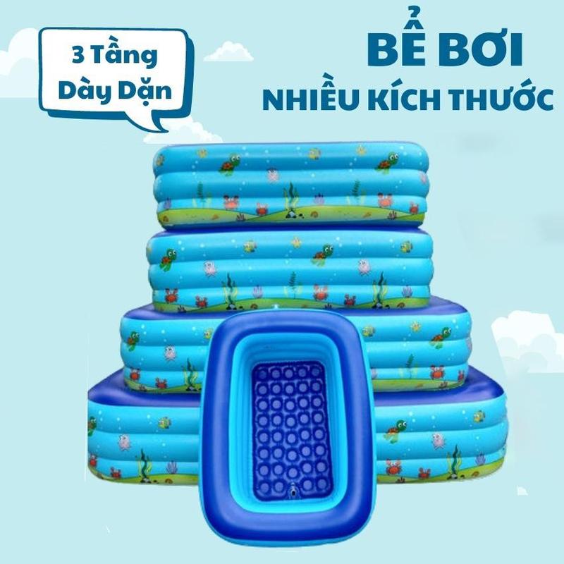 Bể Bơi Cho Bé Loại Dày Dặn, Hồ Bơi 3 Tầng, Bơm Hơi Tại Nhà, Nhiều Kích Thước, Đáy Chống Trượt Đồ Chơi