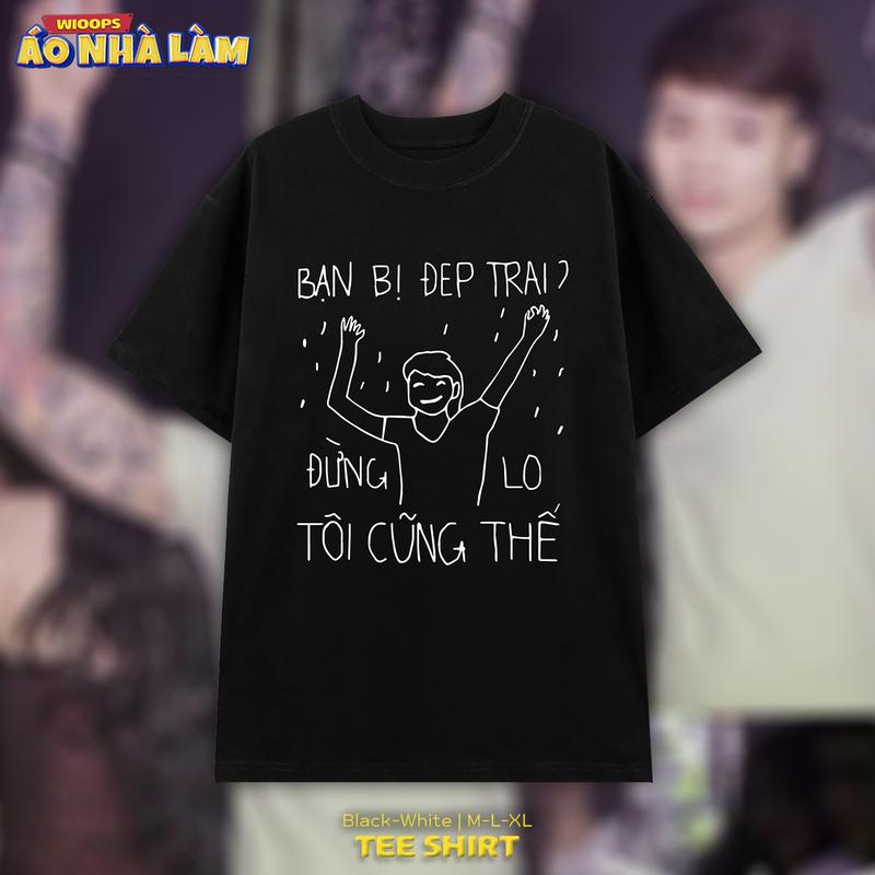 Áo Thun Tay Lỡ Nam Nữ Cotton Unisex , Áo Phông Cổ Tròn Hài Hước  Form Rộng Basic Oversize HUNEE Trend 2024 - Buồn Ngủ - Bạn Bị Đẹp Trai