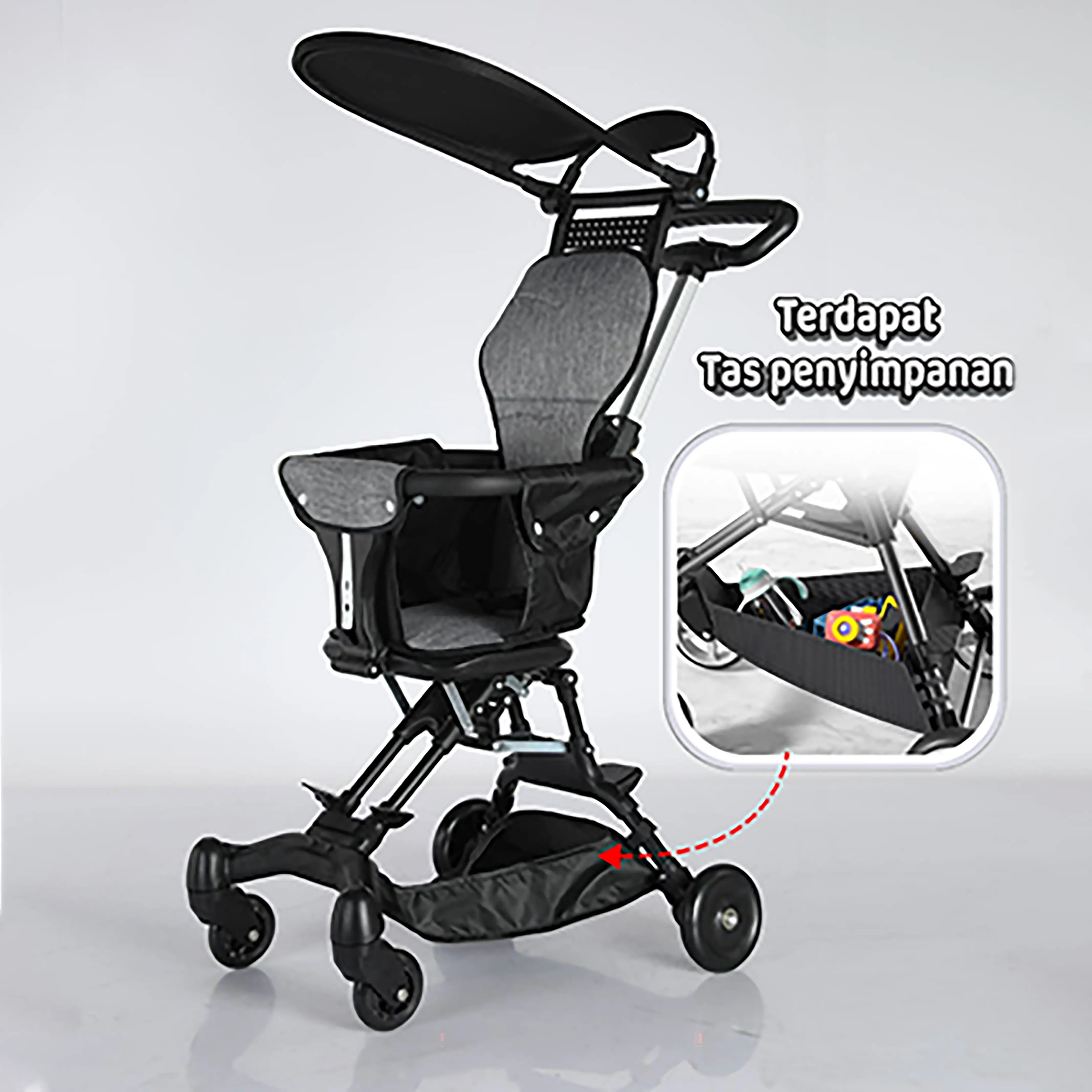 HAPYEE Magic Stroller Baby 2 Arah Foldable (Sepeda Motor Dapat Dibawa) bayi exotic dorong