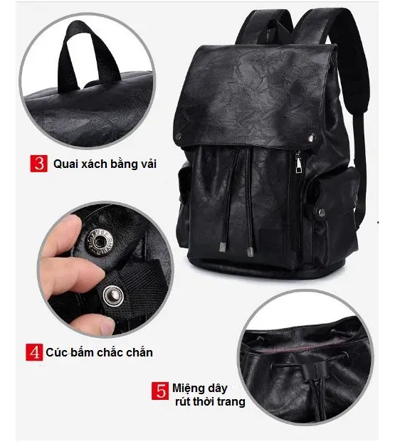 BaloHome Balo da nam thời trang, balo nam chất da dày đẹp, vừa laptop 15,6inch phù hợp đi làm, đi học 2