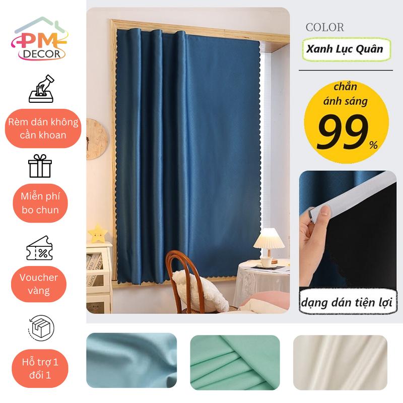 Rèm Cửa 2 Trong 1 Trơn 1 Lớp PM Decor Vừa Dán Vừa Treo Rèm Cửa Sổ Chống Nắng Rèm Phòng Ngủ Không Cần Khoan Tường Tiện Lợi Đa Dạng Màu Sắc Kích Thước. No1