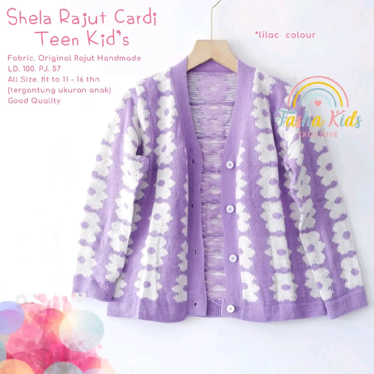 SHELA CARDIGAN RAJUT ANAK REMAJA 11-16th ORIGINAL RAJUT HANDMADE Bunga