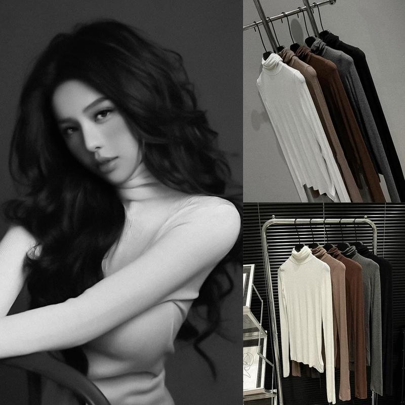 Áo thun giấy cổ lọ giữ nhiệt Mỏng mịn ôm tôn dáng  - A136 Nữ