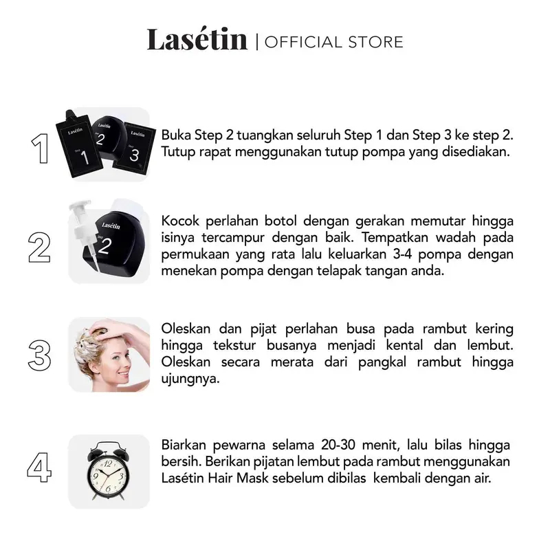 Lasetin Whip Foam Hair Color Chestnut Brown - Pewarna rambut permanen yang menutrisi rambut tetap lembut dan berkilau 3