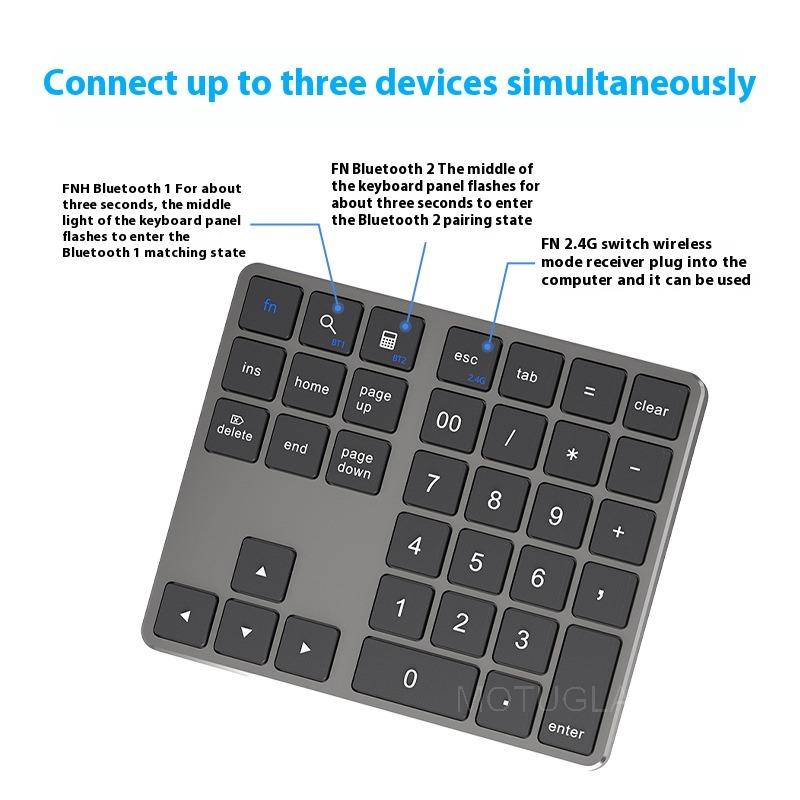 Product Introduction of Bàn phím số, Bàn phím số K35, Không dây 2.4Ghz và Bluetooth, Có Thể Sạc Lại USB C, Tương thích với IOS, Android và Windows, Bàn phím kỹ thuật số 3