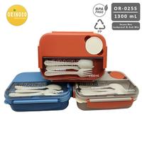 Gambar Kotak Makan 4 sekat Anti Tumpah 1300 ML Lunchbox Include Wadah Sambal OR-0255 Anti Tumpah - Biru dari Kioslunchbox bogor Kota Bogor 1 Tokopedia