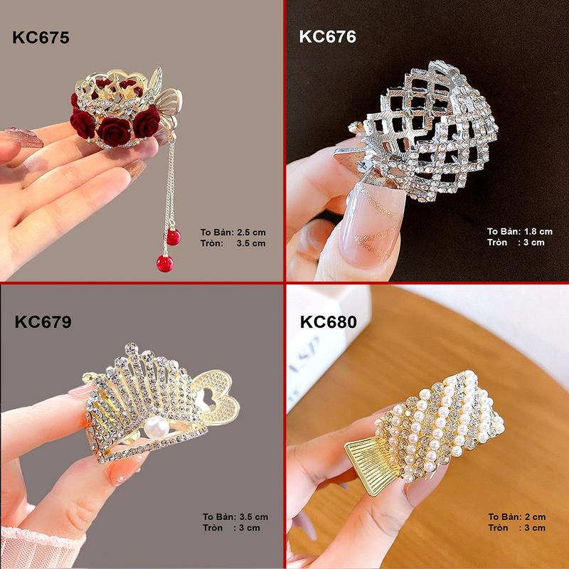 GOTI Kẹp Tóc Dạng Vòng Tròn Nhỏ Nhắn Phù Hợp Kẹp Tóc Đuôi Ngựa Đính Đá Nhiều Mẫu Quà Dành Cho Nữ Các Dịp Lễ KC675-KC6051 3