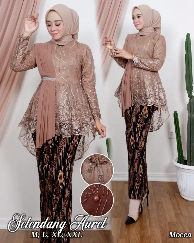 Kebaya Tile Slayer Aurora Salendang Dan Rok Plisket Batik Premium Seragaman Wisuda 2022 Kebaya Remaja Kekinian Kebaya Mod korean ern Xiuyan Jade Brown style dress lamar 0