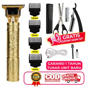 Alat Cukur Rambut Electric Tanpa Kabel Profesional Hair Clipper Metal Vintage Portable 3 In 1 Pencukur Rambut Multifungsi BONUS SET SASAK RAMBUT USB Rechargeable dengan 4 Guide Comb