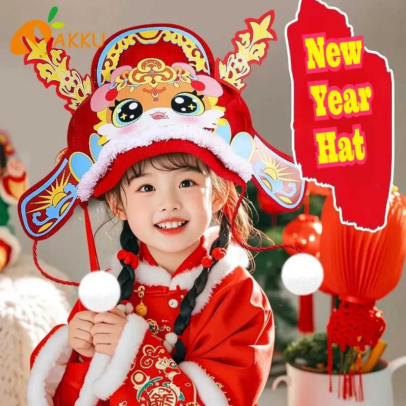 New Year Hat Children's New Year Handmade DIY Creative Children's Headwear Kindergarten Activity Props Decoration AKKU