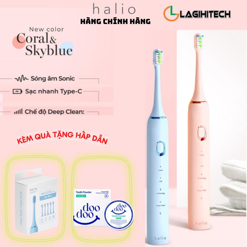 Bàn Chải Điện Halio Sonic SmartClean Electric Toothbrush Coral / Blue - Hàng Chính Hãng