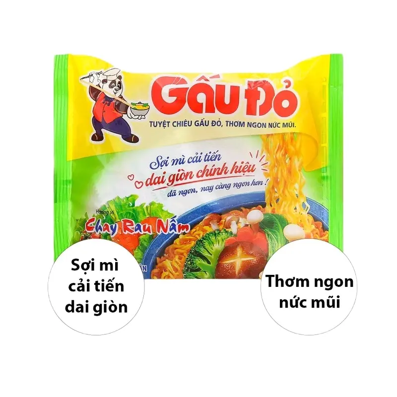 MỲ CHAY RAU NẤM GẤU ĐỎ GÓI.
