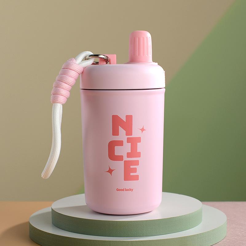 Product Introduction of stainless steel Chihiro thermos cup high appearance level portable thermal insulation with rope straw outdoor accompanying water cup 12