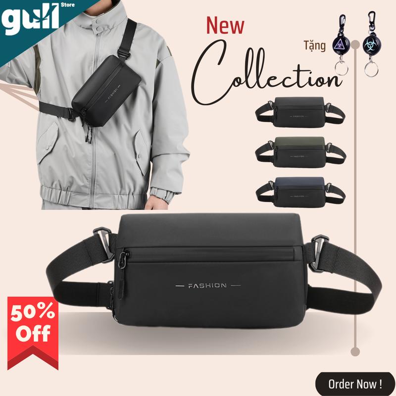 Túi đeo chéo nam mini thời trang mới, túi đeo vai nhỏ gọn chất liệu da chống thấm nước, túi bao tử đeo hông khóa từ hiện đại túi thắt lưng đẹp Bag arm bags