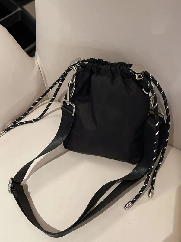 Women's Solid Color Crossbody Bag, Fashionable Lightweight Versatile Bucket Bag for Daily Used, Casual Trendy Versatile High-quality Daily Commuting Bag 5