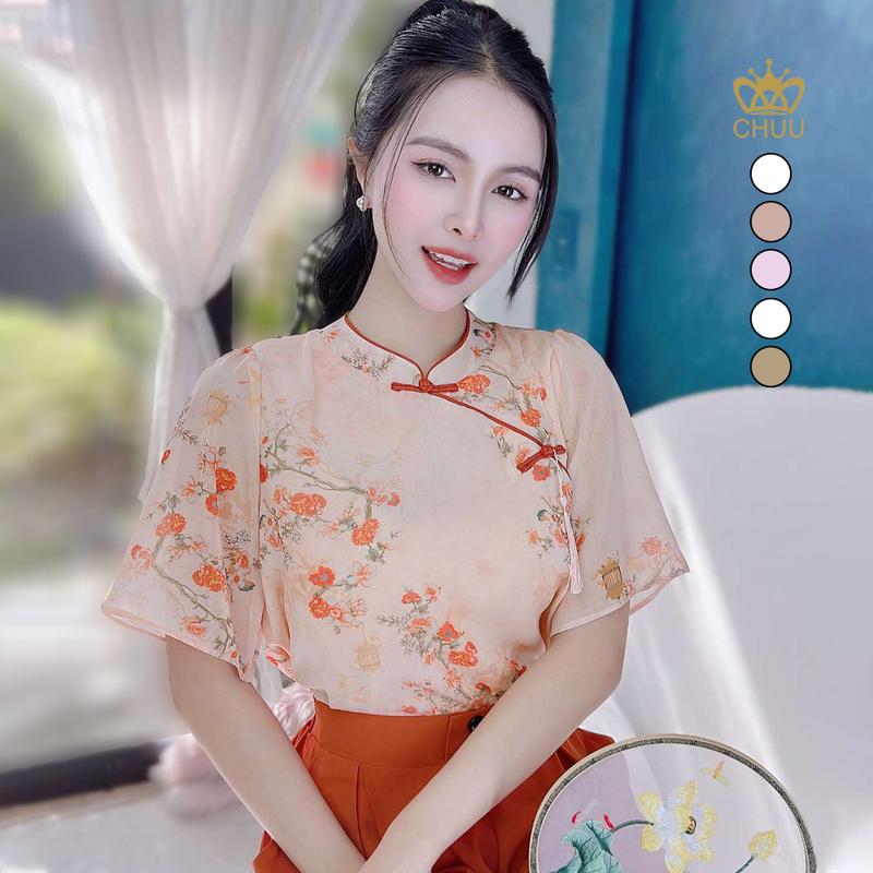 Áo kiểu công sở nữ trung hoa form rộng tay tiên CHUU A1572