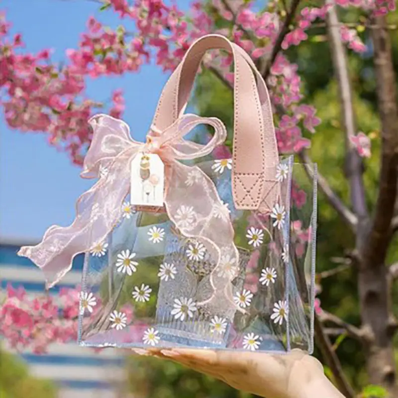 Túi Nhựa Pvc Màu Hồng Sành Điệu / * 10 * 20Cm / 23 * 15 * 25Cm, Túi Tote Trong Suốt, Túi Xách Thạch Cho Bữa Tiệc Bãi Biển, Du Lịch, Mua Sắm, Hoạt Động Ngoài Trời, Thanh Thiếu Niên 4