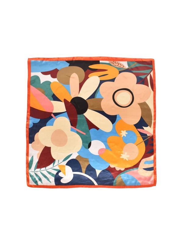 Women's Elegant All Over Floral Print Square Scarf, Fashionable Colorful Bandana For Daily Wear, Versatile Scarf For Women, Girlfriend Gifts 8
