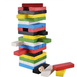 54pcs Coloured Wooden Stacking Block Tower Permainan Blok Kayu Family Party Games